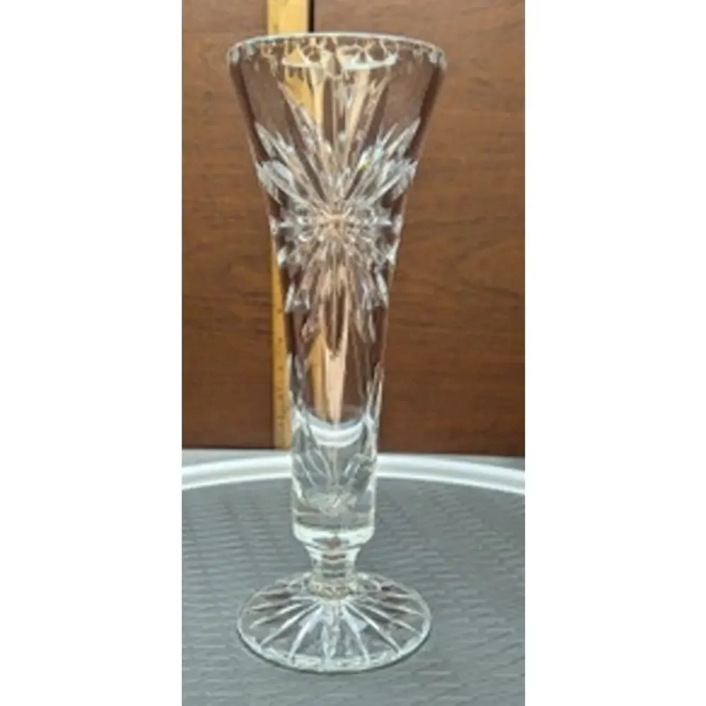 Vtg Brilliant Glass Vase Floral Daisy Bohemian Cottage Gift Centerpiece Elegant